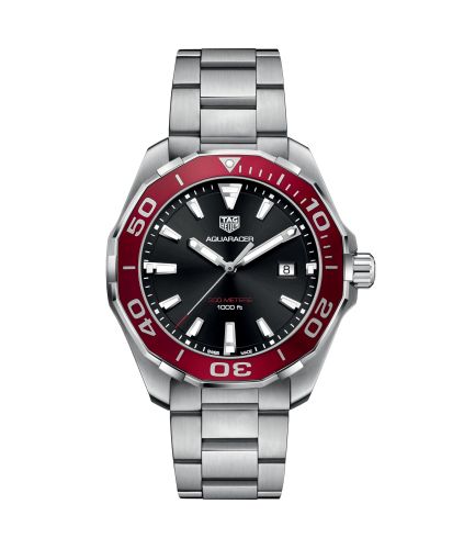 TAG Heuer Aquaracer 300M Quartz 43 Stainless Steel / Black / Red / Bracelet